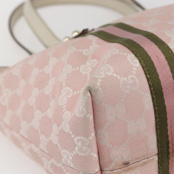 GUCCI GG Canvas Sherry Line Tote Bag Pink Gold 137396 Auth 171318
