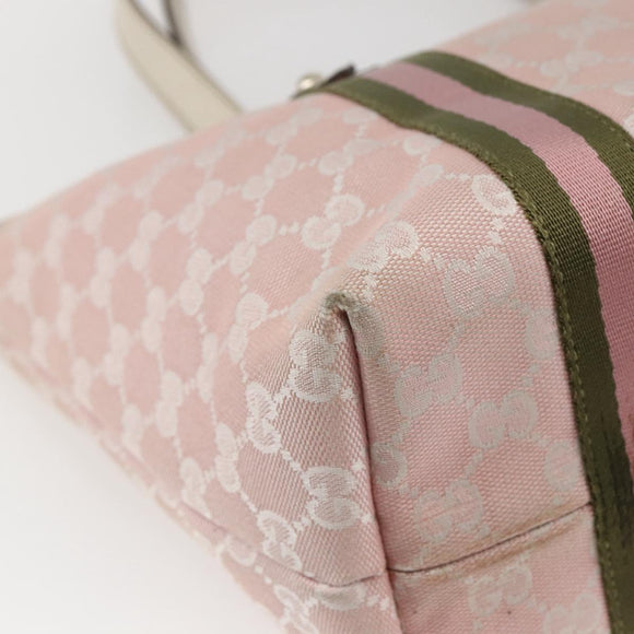 GUCCI GG Canvas Sherry Line Tote Bag Pink Gold 137396 Auth 171318