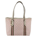 GUCCI GG Canvas Sherry Line Tote Bag Pink Gold 137396 Auth 171318-13