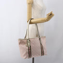 GUCCI GG Canvas Sherry Line Tote Bag Pink Gold 137396 Auth 171318-22