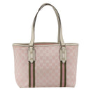 GUCCI GG Canvas Sherry Line Tote Bag Pink Gold 137396 Auth 171318-2