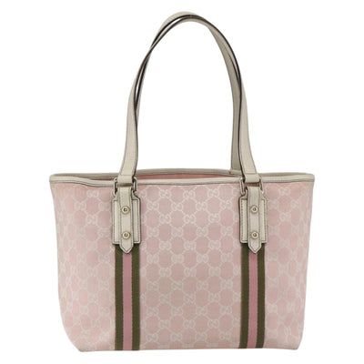 GUCCI GG Canvas Sherry Line Tote Bag Pink Gold 137396 Auth 171318 - 0