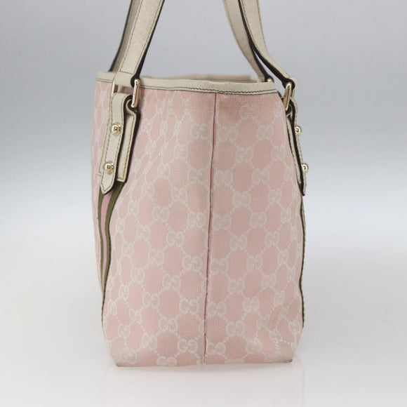 GUCCI GG Canvas Sherry Line Tote Bag Pink Gold 137396 Auth 171318