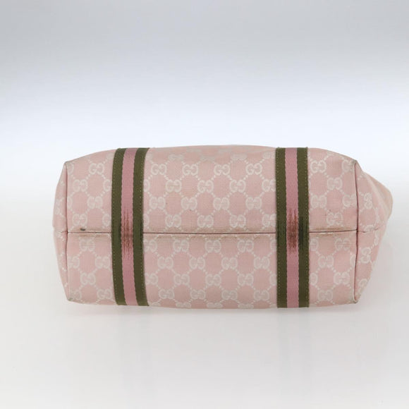 GUCCI GG Canvas Sherry Line Tote Bag Pink Gold 137396 Auth 171318