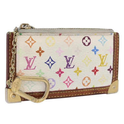 LOUIS VUITTON Multicolor Pochette Cles Coin Purse White M92655 LV Auth 171334