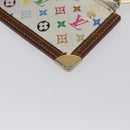 LOUIS VUITTON Multicolor Pochette Cles Coin Purse White M92655 LV Auth 171334-16