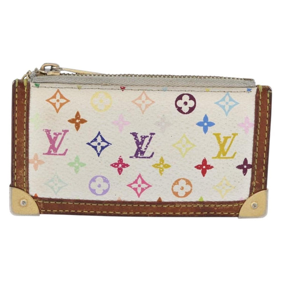 LOUIS VUITTON Multicolor Pochette Cles Coin Purse White M92655 LV Auth 171334