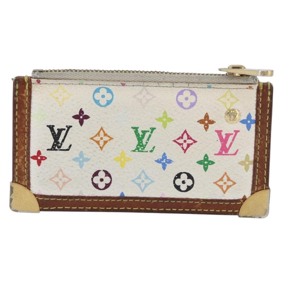 LOUIS VUITTON Multicolor Pochette Cles Coin Purse White M92655 LV Auth 171334