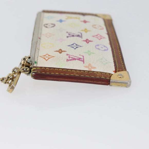 LOUIS VUITTON Multicolor Pochette Cles Coin Purse White M92655 LV Auth 171334