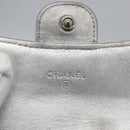 CHANEL Matelasse Card Case Leather Silver CC Auth 171336-12