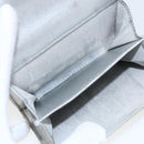 CHANEL Matelasse Card Case Leather Silver CC Auth 171336-14