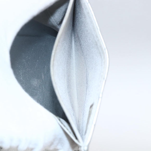 CHANEL Matelasse Card Case Leather Silver CC Auth 171336