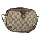 GUCCI GG Supreme Web Sherry Line Bag PVC Beige Gold 156 02 066 Auth 171353-1