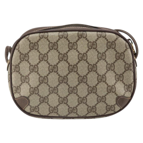 GUCCI GG Supreme Web Sherry Line Bag PVC Beige Gold 156 02 066 Auth 171353