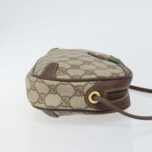 GUCCI GG Supreme Web Sherry Line Bag PVC Beige Gold 156 02 066 Auth 171353