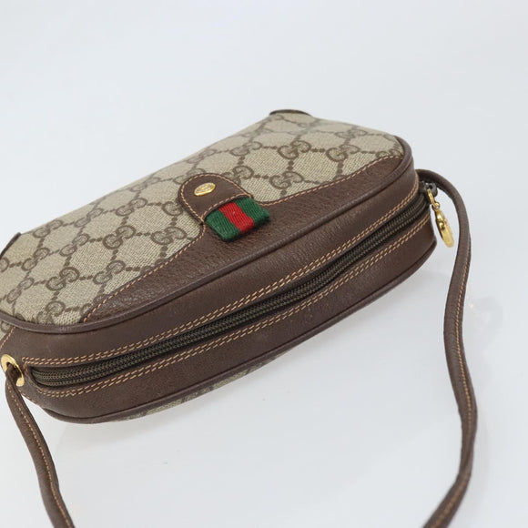 GUCCI GG Supreme Web Sherry Line Bag PVC Beige Gold 156 02 066 Auth 171353