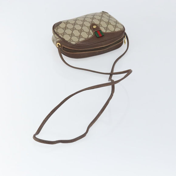 GUCCI GG Supreme Web Sherry Line Bag PVC Beige Gold 156 02 066 Auth 171353