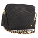 BALLY Chain Shoulder Bag Leather Black Gold Auth 171355-1