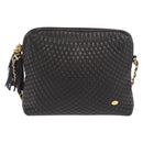 BALLY Chain Shoulder Bag Leather Black Gold Auth 171355-13