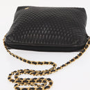 BALLY Chain Shoulder Bag Leather Black Gold Auth 171355-6