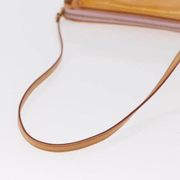 LOUIS VUITTON Monogram Vernis Motto Pouch Rose Florentin M91034 LV Auth 171356