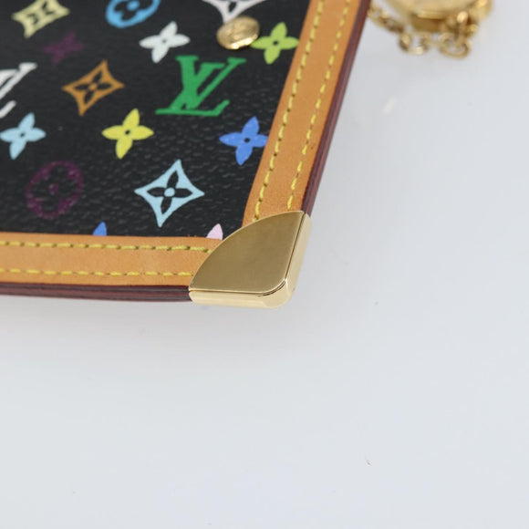 LOUIS VUITTON Multicolor Pochette Cles Coin Purse Black M13664 LV Auth 171366SAV