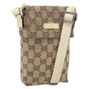 GUCCI GG Canvas Shoulder Bag Beige Silver 145865 Auth 171368-1