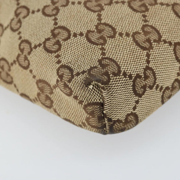 GUCCI GG Canvas Shoulder Bag Beige Silver 145865 Auth 171368