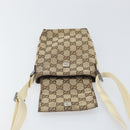 GUCCI GG Canvas Shoulder Bag Beige Silver 145865 Auth 171368-10