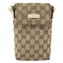 GUCCI GG Canvas Shoulder Bag Beige Silver 145865 Auth 171368-13