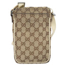 GUCCI GG Canvas Shoulder Bag Beige Silver 145865 Auth 171368-2