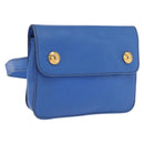 HERMES Courchevel Pochette Green Shoulder Bag Leather Blue Gold Auth 171371-1