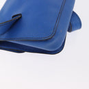 HERMES Courchevel Pochette Green Shoulder Bag Leather Blue Gold Auth 171371-12