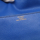 HERMES Courchevel Pochette Green Shoulder Bag Leather Blue Gold Auth 171371-16