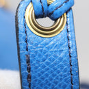HERMES Courchevel Pochette Green Shoulder Bag Leather Blue Gold Auth 171371-23
