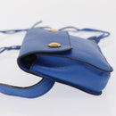 HERMES Courchevel Pochette Green Shoulder Bag Leather Blue Gold Auth 171371-5