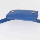 HERMES Courchevel Pochette Green Shoulder Bag Leather Blue Gold Auth 171371-6