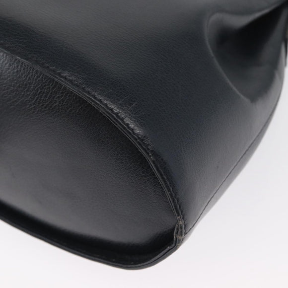 Salvatore Ferragamo Gancini Shoulder Bag Leather Navy Gold Auth 171376