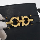 Salvatore Ferragamo Gancini Shoulder Bag Leather Navy Gold Auth 171376-17