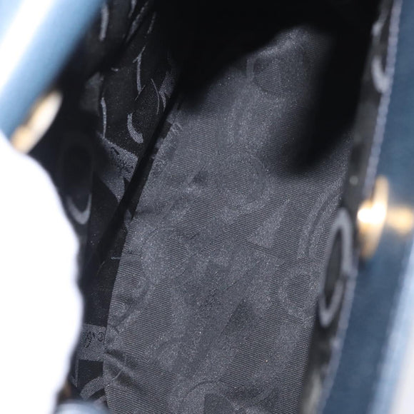 Salvatore Ferragamo Gancini Shoulder Bag Leather Navy Gold Auth 171376