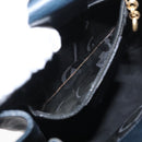 Salvatore Ferragamo Gancini Shoulder Bag Leather Navy Gold Auth 171376-11