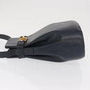 Salvatore Ferragamo Gancini Shoulder Bag Leather Navy Gold Auth 171376-4