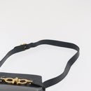 Salvatore Ferragamo Gancini Shoulder Bag Leather Navy Gold Auth 171376-8