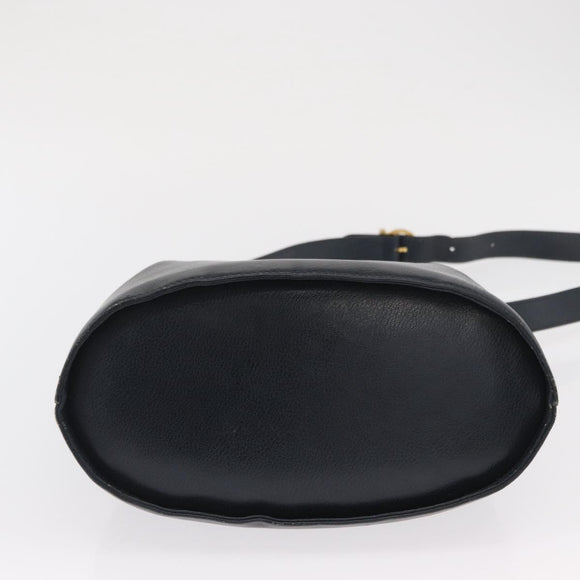 Salvatore Ferragamo Gancini Shoulder Bag Leather Navy Gold Auth 171376