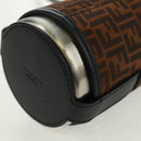 FENDI Zucchino Canvas 24 Bottles Bottle Holder Brown Gold Auth 171378M-11