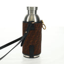 FENDI Zucchino Canvas 24 Bottles Bottle Holder Brown Gold Auth 171378M-3