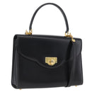 BALLY Hand Bag Leather 2way Black Gold Auth 171380-1
