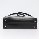 BALLY Hand Bag Leather 2way Black Gold Auth 171380-11