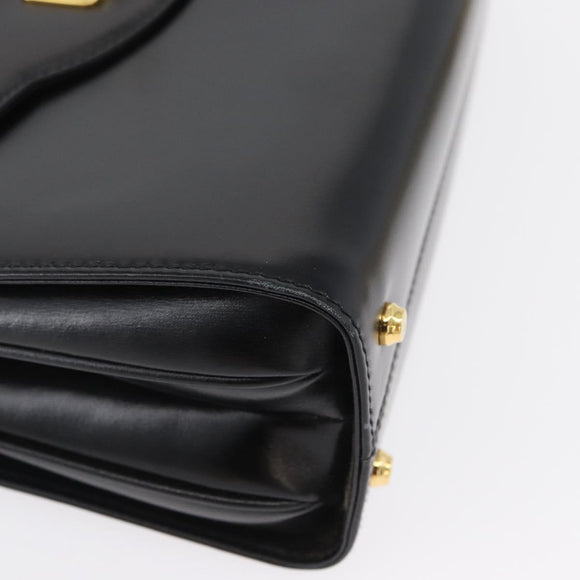 BALLY Handtasche Leder 2way Schwarz Gold Auth 171380