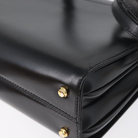 BALLY Handtasche Leder 2way Schwarz Gold Auth 171380